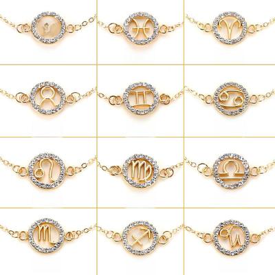 Pulseira Popular de Diamantes do Zodíaco Cósmico: Elegante, Versátil, Design Redondo Vazado para Casais e Estudantes
