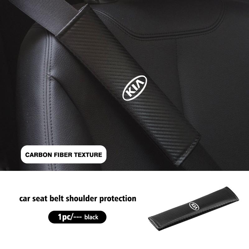 AGF3 1/2Pcs Carbon Fiber Car Seat Belt Cover Shoulder Pad Protector Cover Safety Belt Padding Pad Cushion For KIA K5 Rio Ceed Rio K2