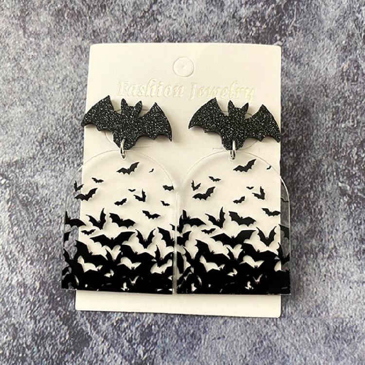 Trendy Earrings Halloween Bat Acrylic Ear Studs Visual Effects Ear Adorments