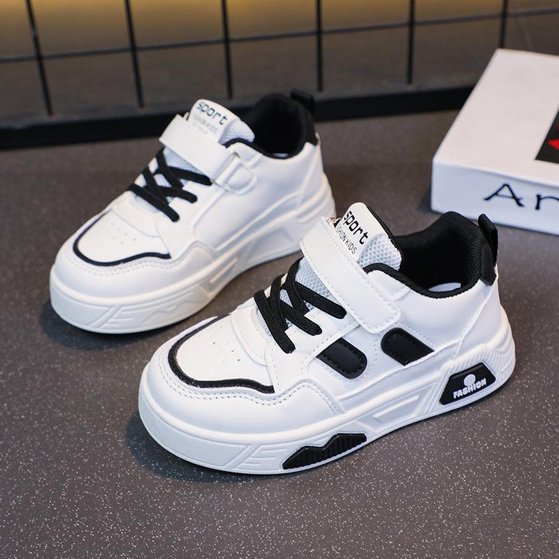 2025 autumn new children's leather shoes boys comfortable sports shoes girls color matching leather casual shoes tide