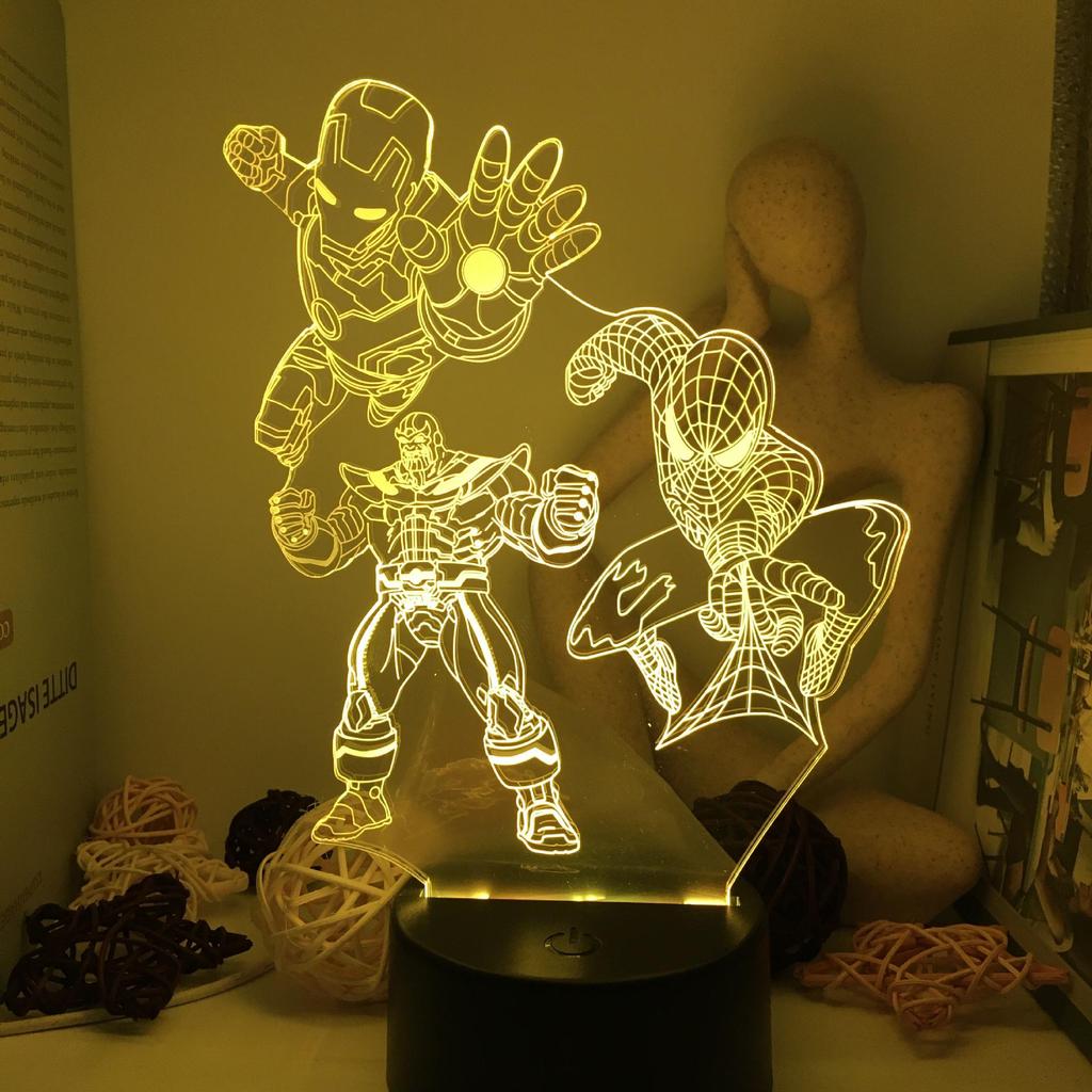 3D Avengers Iron Man & Captain America LED Night Light for Kids