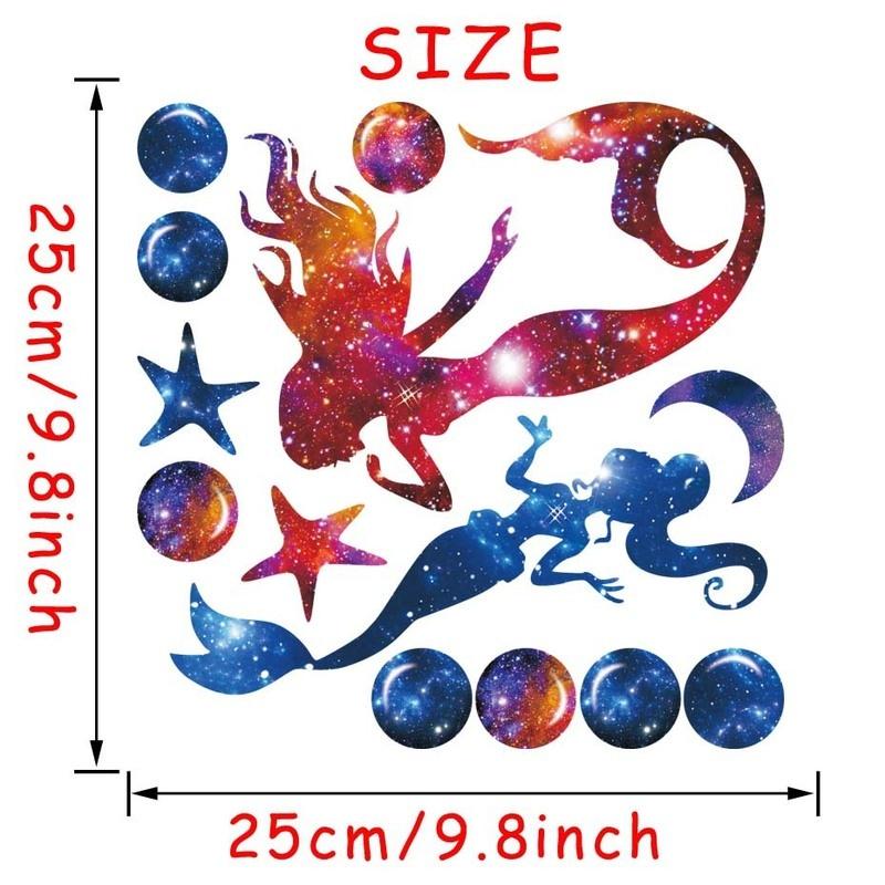 Cute Starry Sky Mermaid Wall Stickers DIY Creative Room Decoration Children Room Decal Kids Favorite 