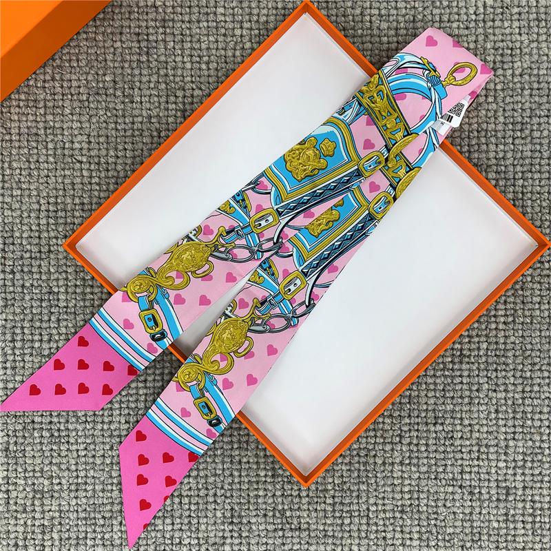 POBING Animals Print 18m/m Twill Silk Scarves Women Luxury Brand Scarf Bag Ribbons Tie Head Scarf Small Long Skinny Scarf 86*5CM