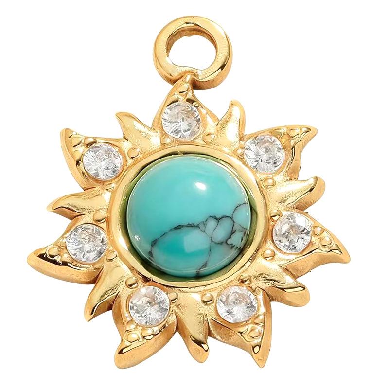 European & American Cross Turquoise Necklace Earrings Pendant Sunflower Charms DIY Sweater Chain for Women