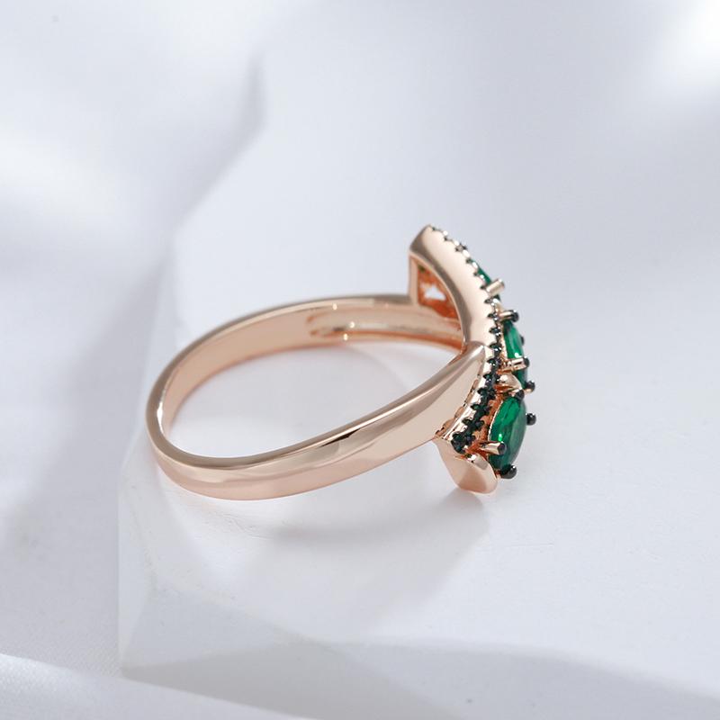 Personality Black Edge Double Dark Green Zircon Geometric Women's Rings Gothic Style Party Daily Jewelry