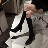 Knee suede boots women's thin boots autumn high boots pointed high heels apricot but elastic
