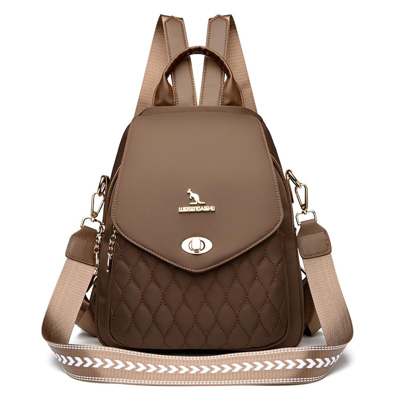 Fashion Large Capacity Nylon Backpack Women Casual Lingge Embroidery Thread School Bags for Teenager Shoulder Bag New Travel Bag