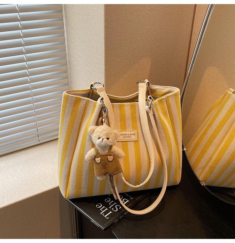 Summer Tote Bags for Woman 2025 Stripe Designer Shoulder Shopper Storage Bag Women Casual Canvas Handbag