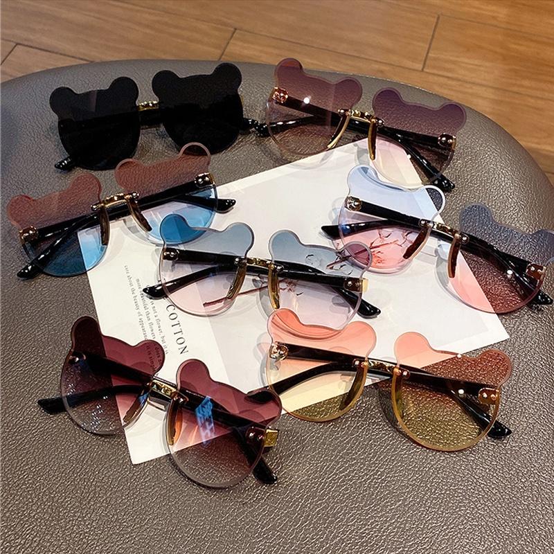 Summer Girl Boys Cute Kids Rimless Sunglasses Animal Cartoon Bear Children Baby Outdoor Sun Glasses Lunette Soleil Enfant