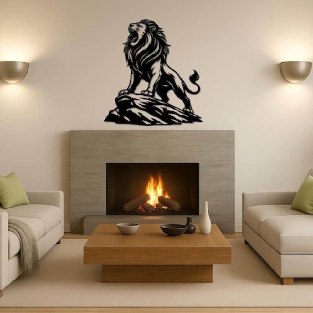 Metal Lion Wall Art, Roaring Jungle King Decor, Powerful Wildlife Metal Wall Sculpture, Animal Home Decoration