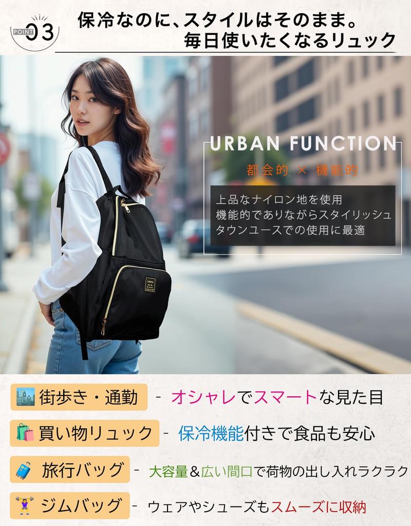 Lelotte Large Capacity Insulated Backpack for Shopping and Camping Women's Water-Repellent (Orange)