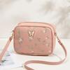 Embroidered Flower Bow Camera Bag Simple Women's Casual Small Square Bag PU Leather Shoulder Crossbody Bag AVE