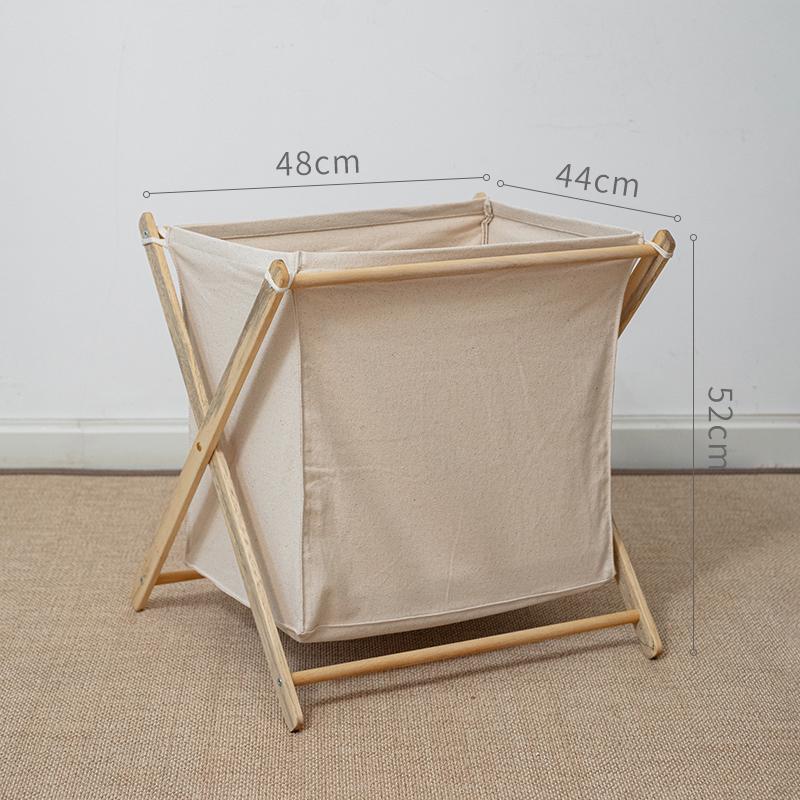 Solid Wood Foldable Laundry Basket for Bedroom and Bathroom Storage