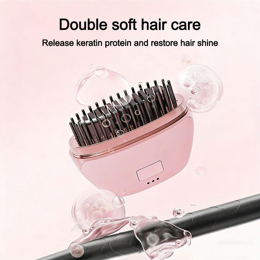 Rechargeable Hair Straightener Comb Cordless Detangler Electric Heating Hair Straightener Brush