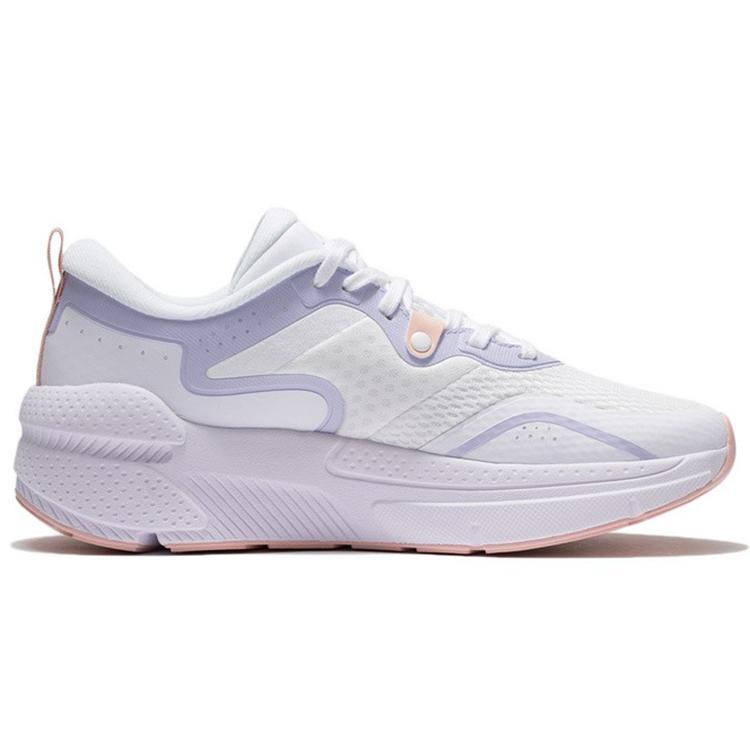Li Ning Fabric Cushioning Slip Resistant Abrasion Resistant Low Top Casual Shoes Women's White Blue AGLR332-2