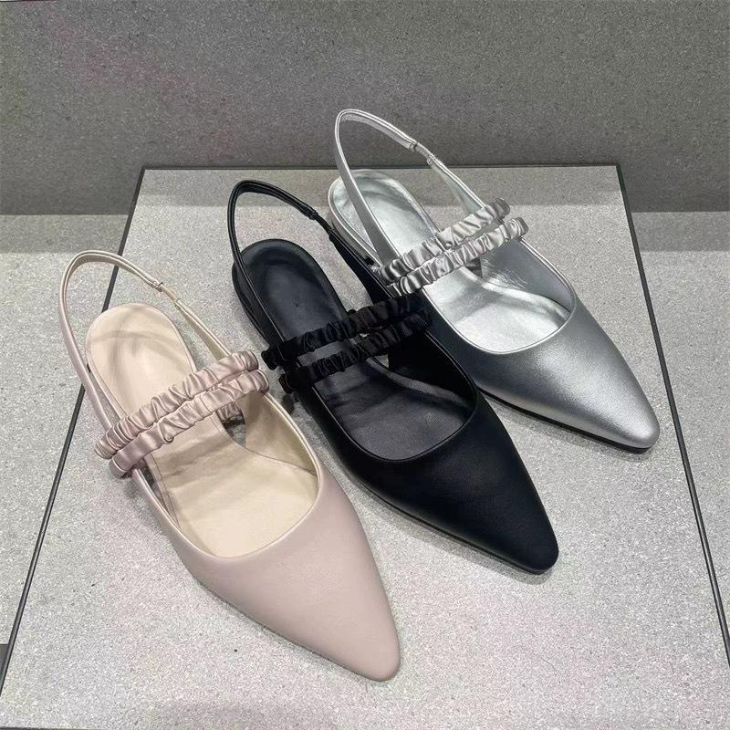 Small K Women's Shoes Fashionable and Comfortable Versatile Bag Head Flat Bottom Pointed Head Shallow Mouth Mary Jane Strap Sandals