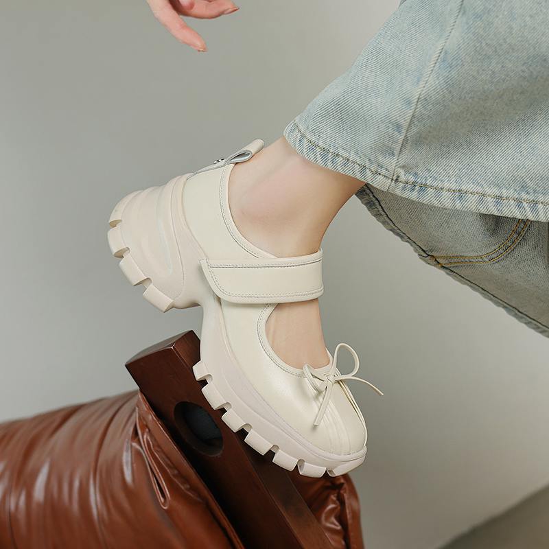 Krazing Pot Sheepskin Spring Autumn Summer Sneakers Platform Lace Up Silver Color Butterfly-knot Thick Bottom Women Fashion Shoes