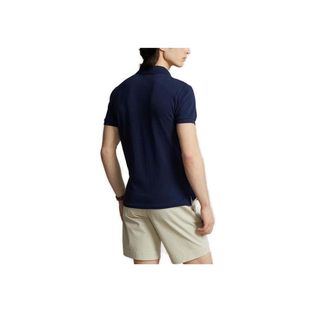 Polo Ralph Lauren FW23 Pattern Embroidered Cotton Short Sleeve Polo Shirt Men Tops Navy-Blue 710910565-001