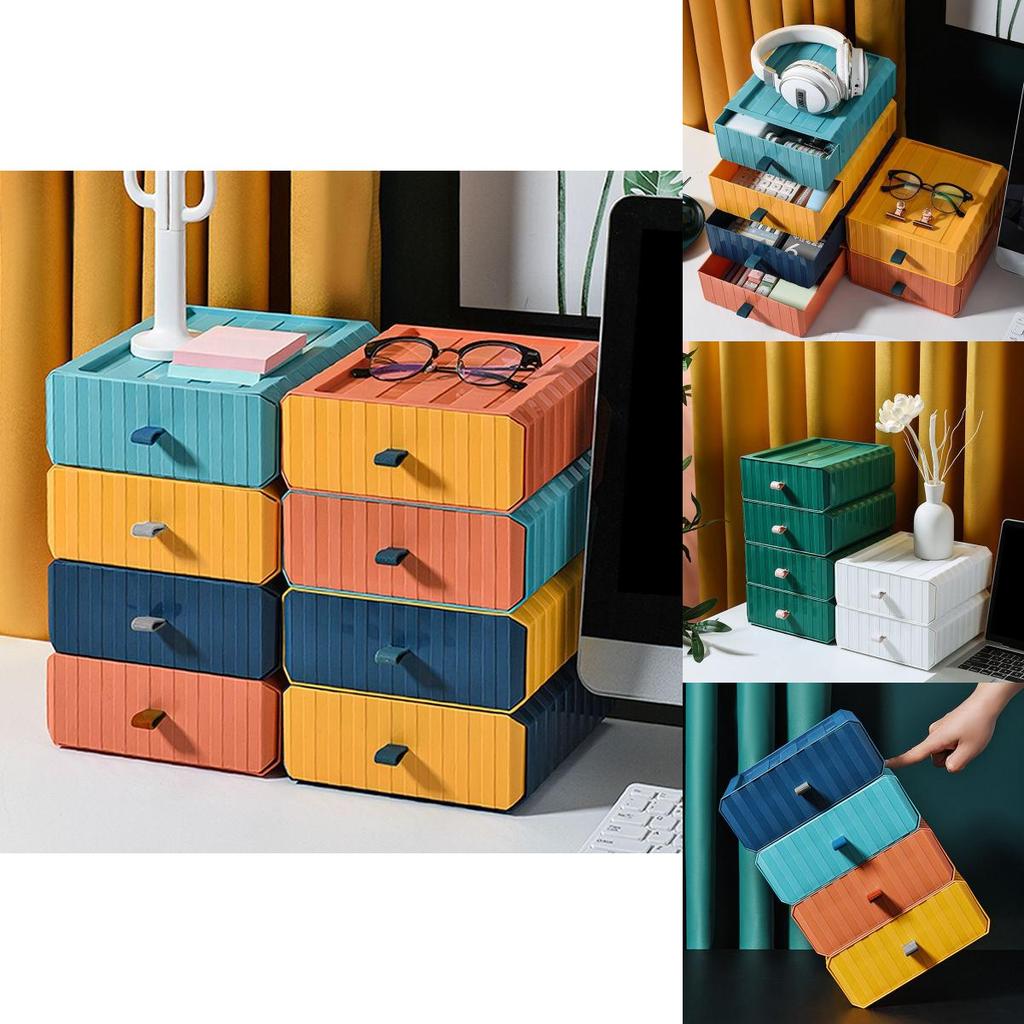 Durable Desktop Organizer Storage Box With Mini Drawer For Cosmetics And More