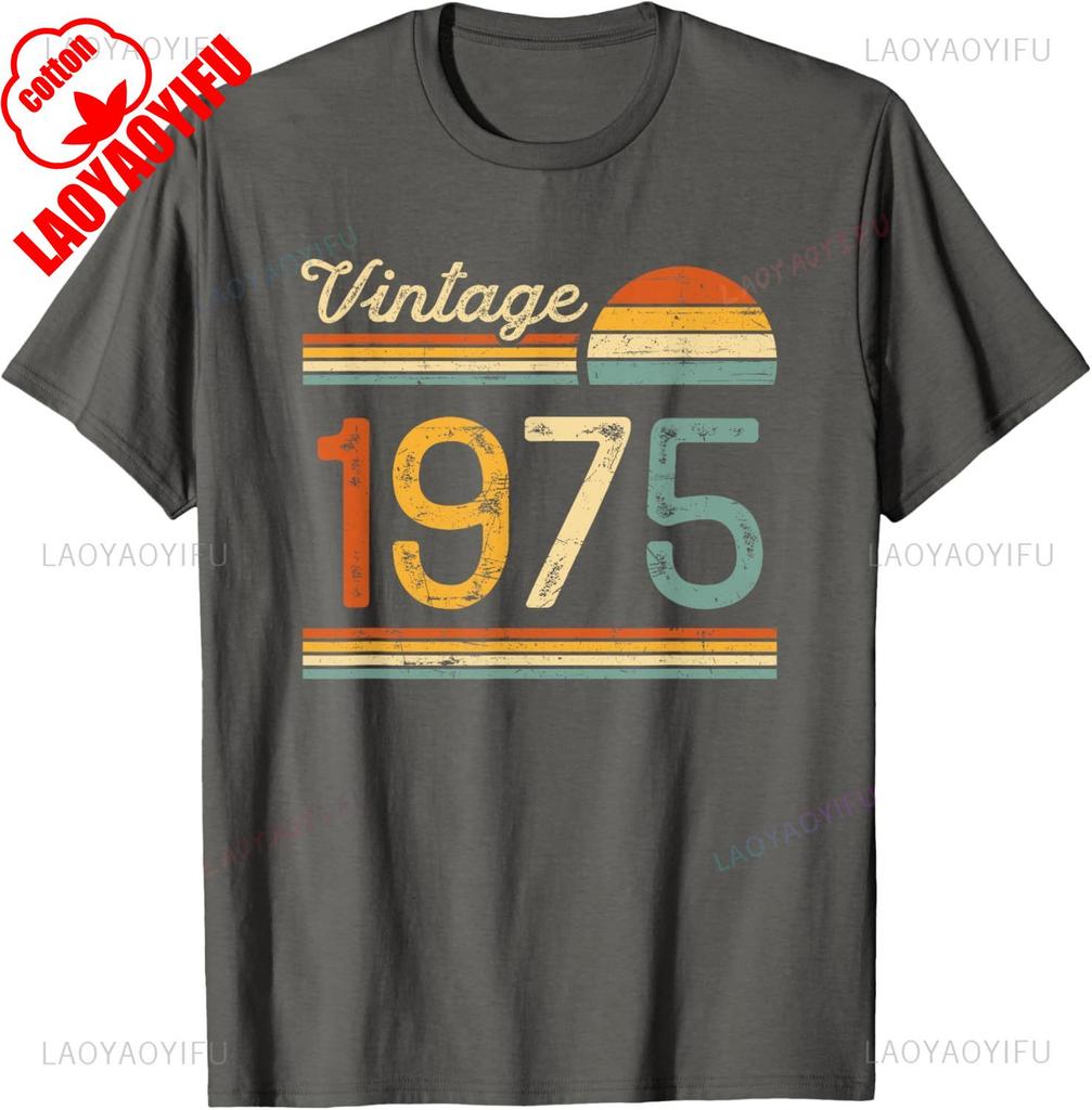 1975 50 Años Camiseta Cumpleaños Graphic T Shirts Vintage Regalo Mujer Hombre 50th Birthday Shirt Woman Man Cotton Tops Tees