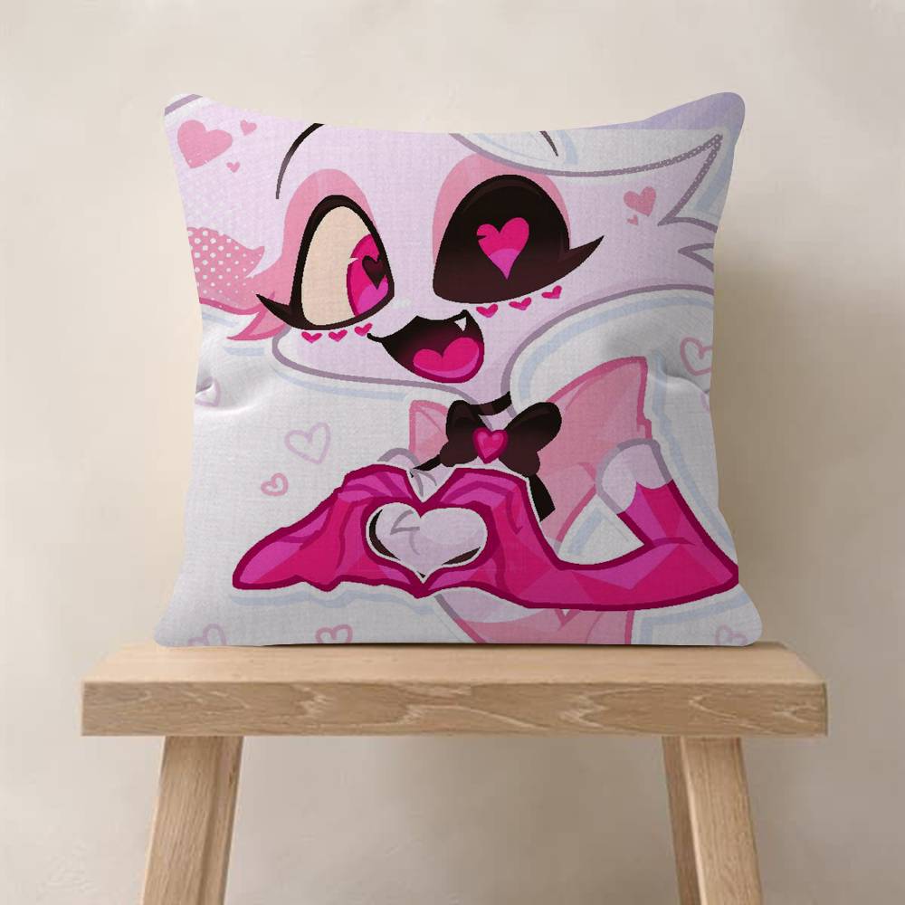 

Anime Hhazbin Hhotel Angel Pillow Covers Cartoon Sofa Decorative Home Doublesided Printing Short Plush Cute Cushion Cover 30x30cm
