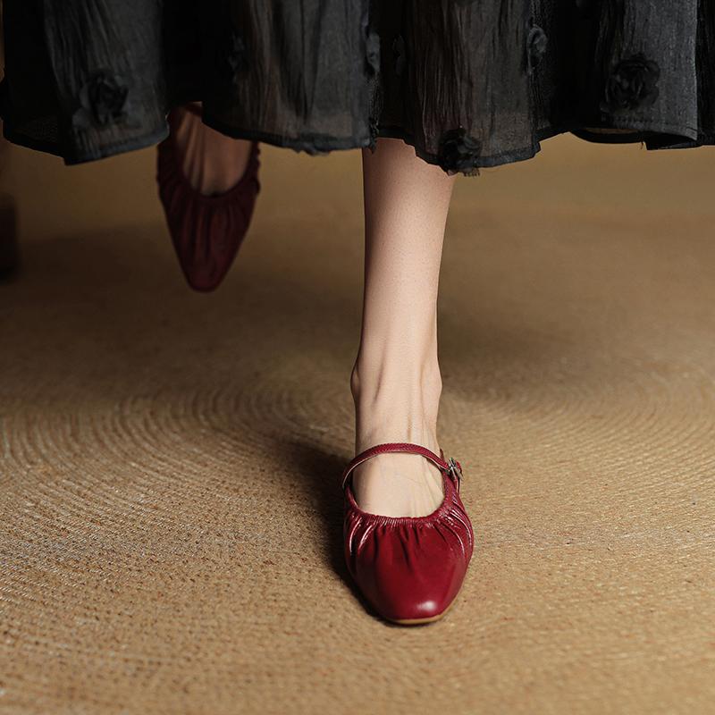 Fashion 2025 New Summer Women Mules Genuine Leather Shoes for Women Pointed Toe Low Heel Shoes Cover Toe Slingback Slippers Modern