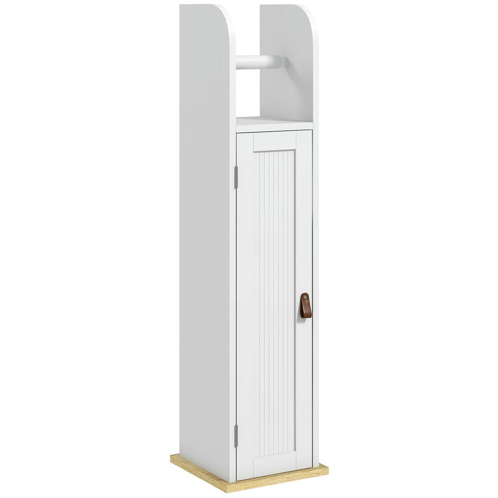 Bathroom furniture with toilet paper holder, cabinet and adjustable shelves, 20 x 20 x 80 cm, white