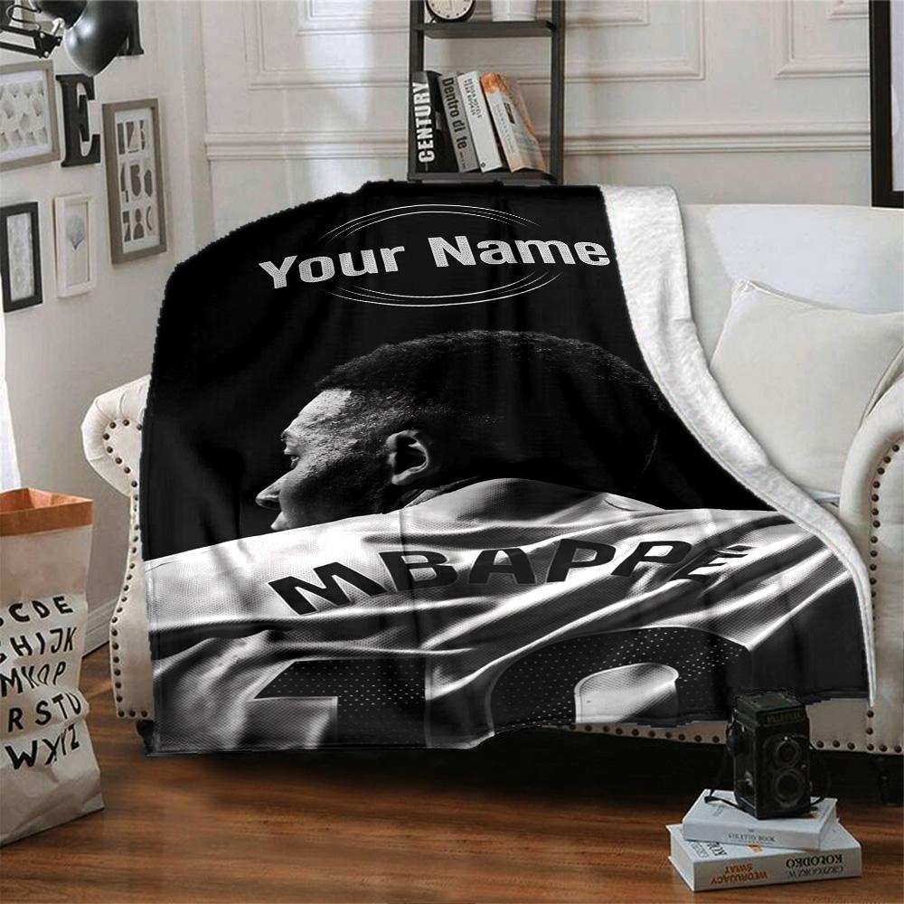 Mbappé Personalized Name Blanket Cozy Customizable Blanket Comfortable Perfect for Picnics Bedding Office Chair Office for All Occasions