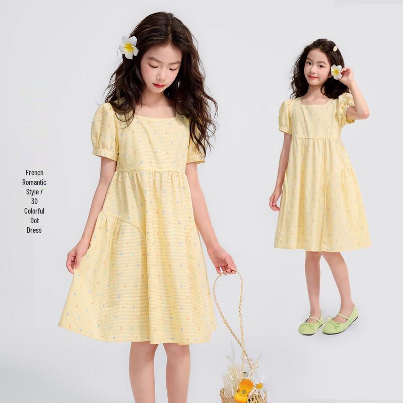 Girls Polka Dot Puff Sleeve Princess Dress 110