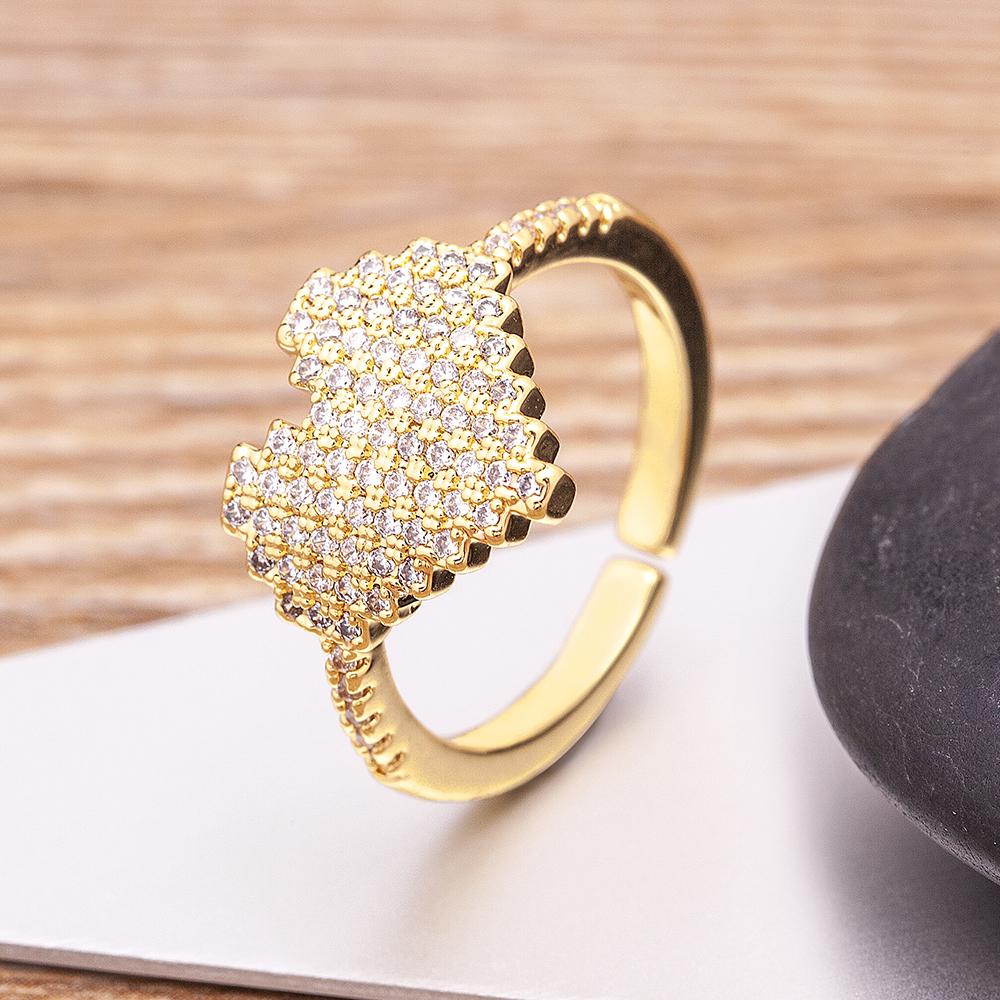 Nidin Fashion Open Adjustable Ring For Women Female Cute Finger Rings Romantic Birthday Gift Girlfriend Shiny Zircon Jewelry