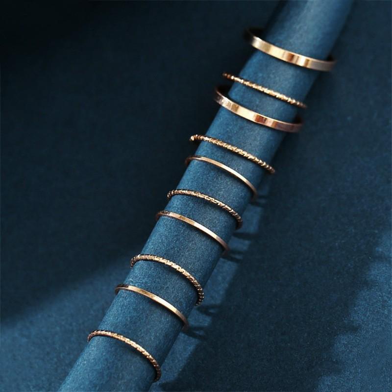 Simple Cross-Border Ten-Piece Ring Set: Thin Personality Index Finger Rings for Women