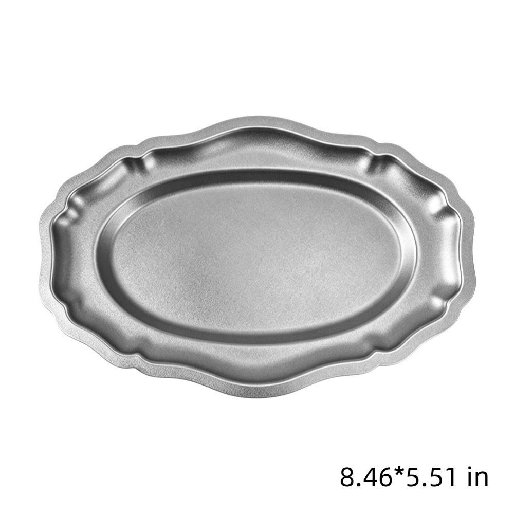 Retro Style Stainless Steel Cake Tray Silver Color Jewelry Storage Organizer  Jewelry Display
