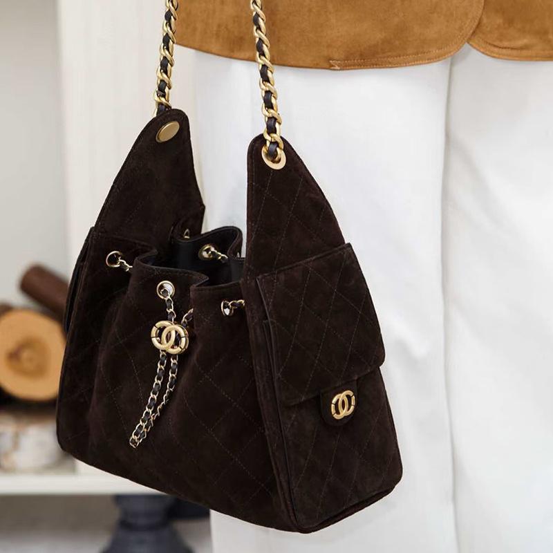 Ringotto Bag, Matte Leather, Small Fragrant Suede Chain, Underarm Bag, Suede Leather, Shoulder Commuter Bag, Women's