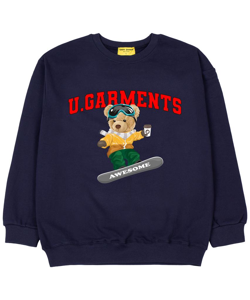 UNION GARMENTS Skiboard Bear French Oversized Sweatshirt Navy