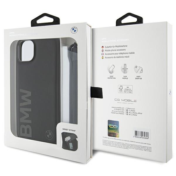 BMW Bmhcp15S23Rmrlk Iphone 15 / 14 / 13 6.1 Czarny/Black Hardcase Skóra Sygnowana Logotyp Sznurek