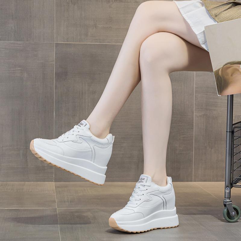 Klobige Sneaker Damen Echtes Leder Keilabsatz Freizeitschuhe 2025 Neu Komfort 10CM Höhenerhöhung Laufschuhe Chaussure Femme
