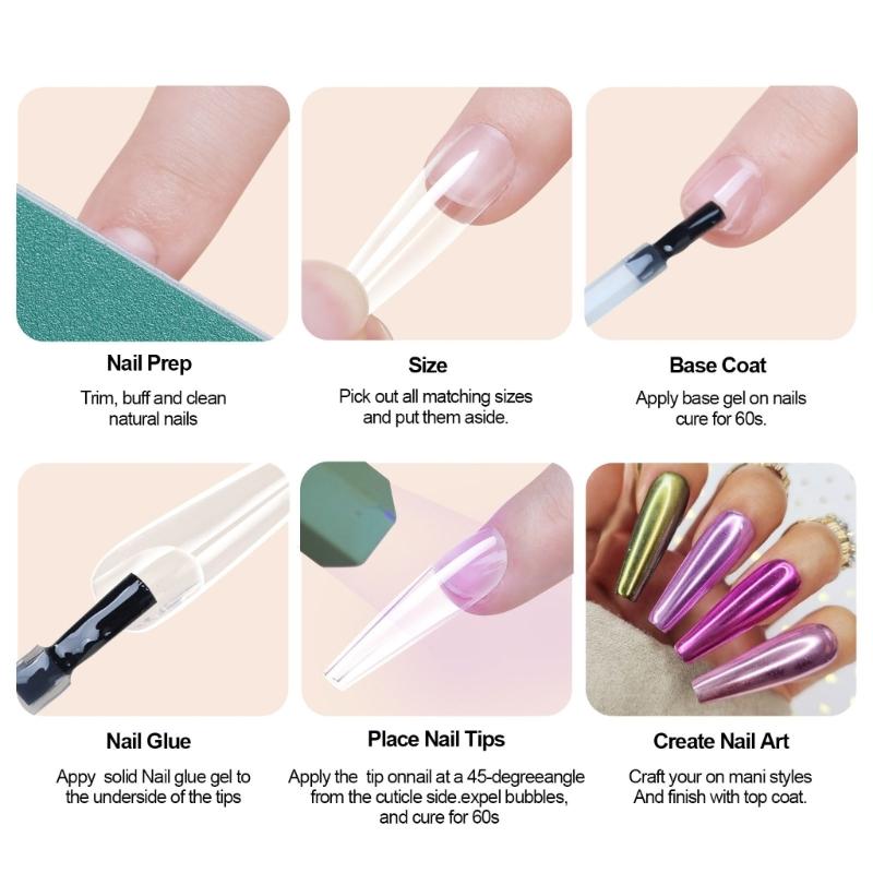 Gel Nail Tips Pre filed Almond/Stilettos/Square/Coffin Nail Tips Full Cover Nail Tips Press On Nail Artificial Fake Nail