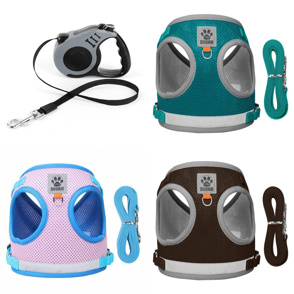 Pet Harness With Double Layer Mesh Reflective Breathable For Dogs And Cats