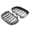 1Pair Car Front Bumper Kidney Grille For BMW E81 E87 E82 E88 128i 130i 135i 2008-2013 Glossy Black Double Line Racing Grill