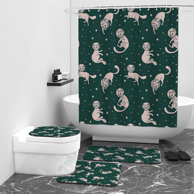 

Простая занавеска для душа с цифровой печатью кота, санитарная душевая комната, брезент для купания W90cm*L180cm