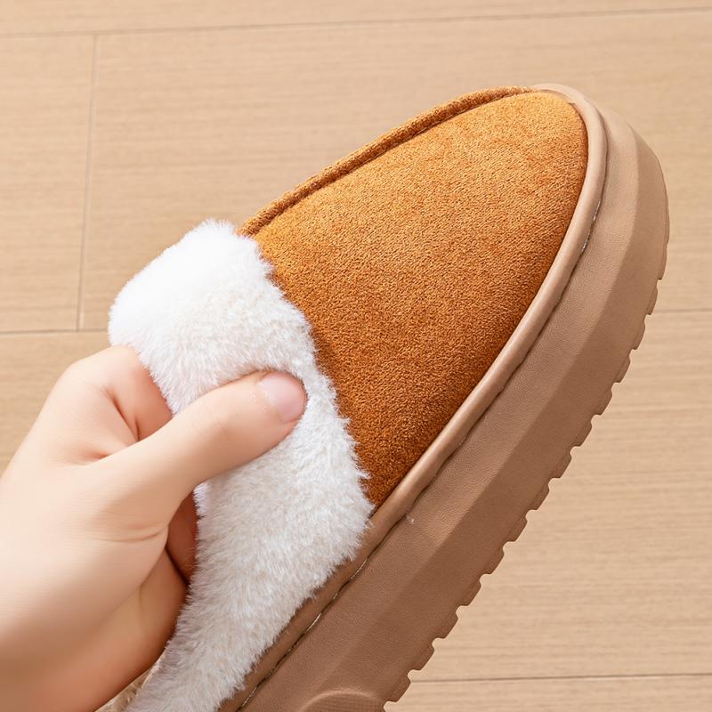 Memory foam slippers women suede platform EVA sole warm home shoes winter non-slip comfortable