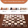3-in-1 Travel Chess Checkers Backgammon Set, Roll-up Leather Game with 32 Pearl Pieces & 5 Dice, Portable Strategy Board Game fo