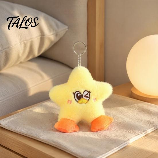 Skin Friendly Polyester Duck Toy Star Plush Keychain, Soft Stuffed Animal Pendant with Embroidered Face, Cute Keychain Cartoon Bag Charm for Backpack,