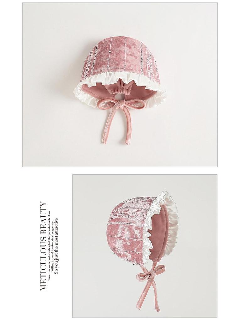 Elegant Silk Velvet Baby Girl Princess Dress & Hat - First Birthday Special