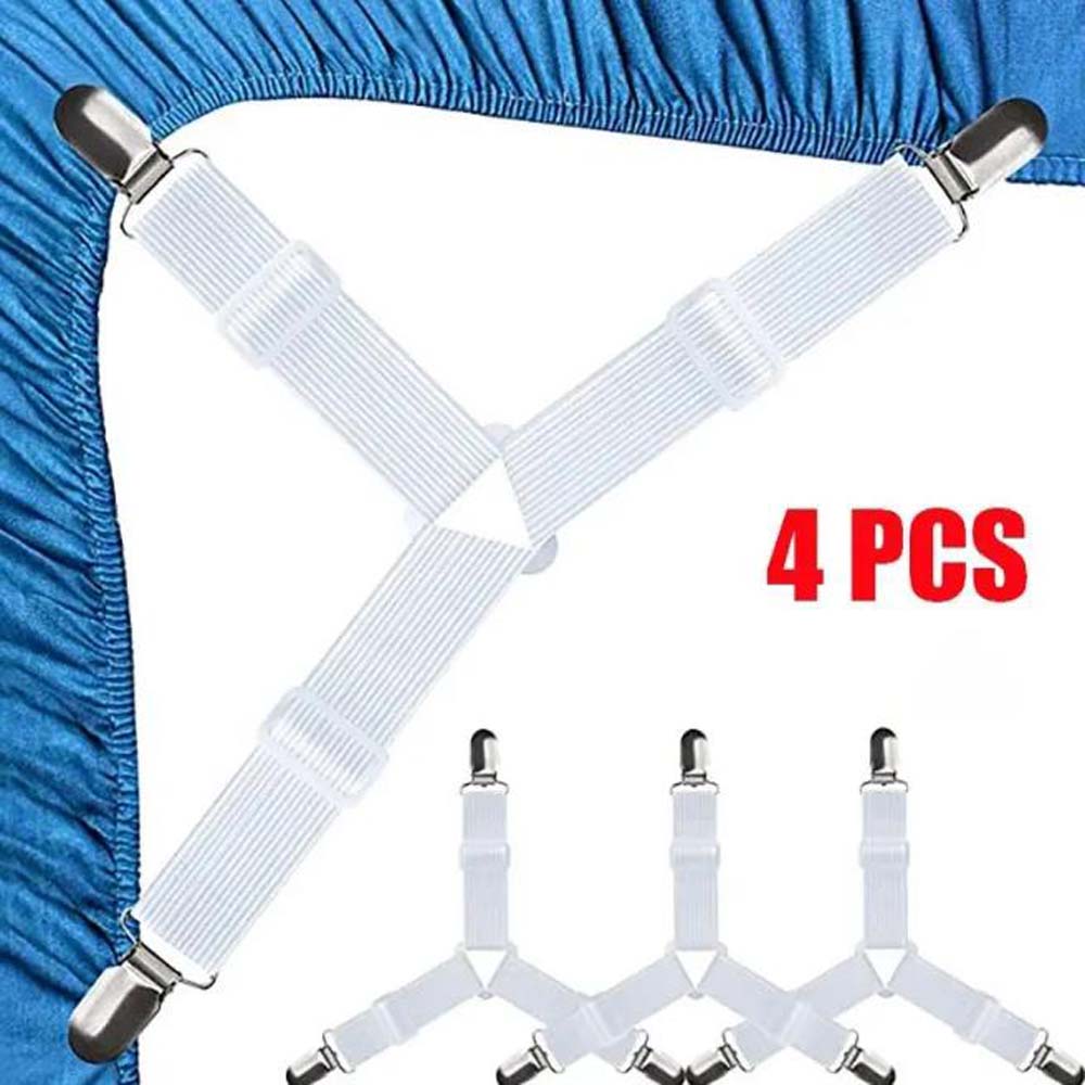 4PCS Adjustable Non-slip Sheet Clip, Stainless Steel Sheet Holder, Suitable for Tablecloth, Bed Sheet, Sofa Cover