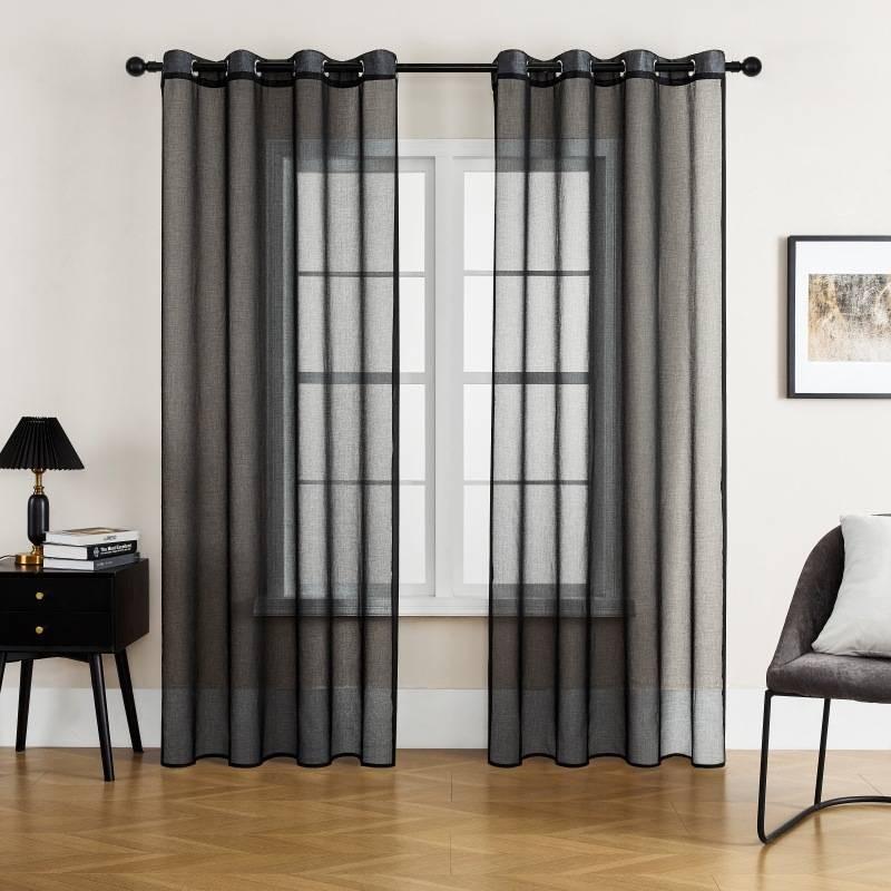 Color Modern Solid Light Transmission Curtain Bedroom Living Room Sheer Semi