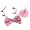 2Pcs/Set Creative Pet Sequin Bow Tie Blingbling Pet Crown Collar Pet Headpiece  Pet birthday Costume