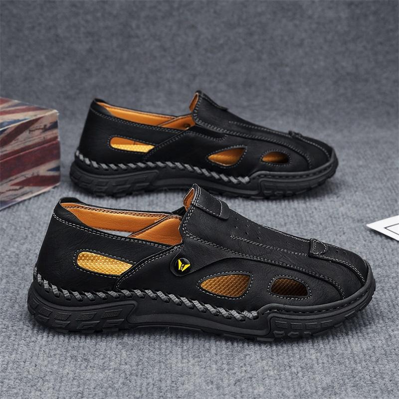 Handmade Summer Men's Sandals Leather Men's Shoes Casual Trekking Sneakers Outdoor Comfortable Breathable Travel Driving Shoes