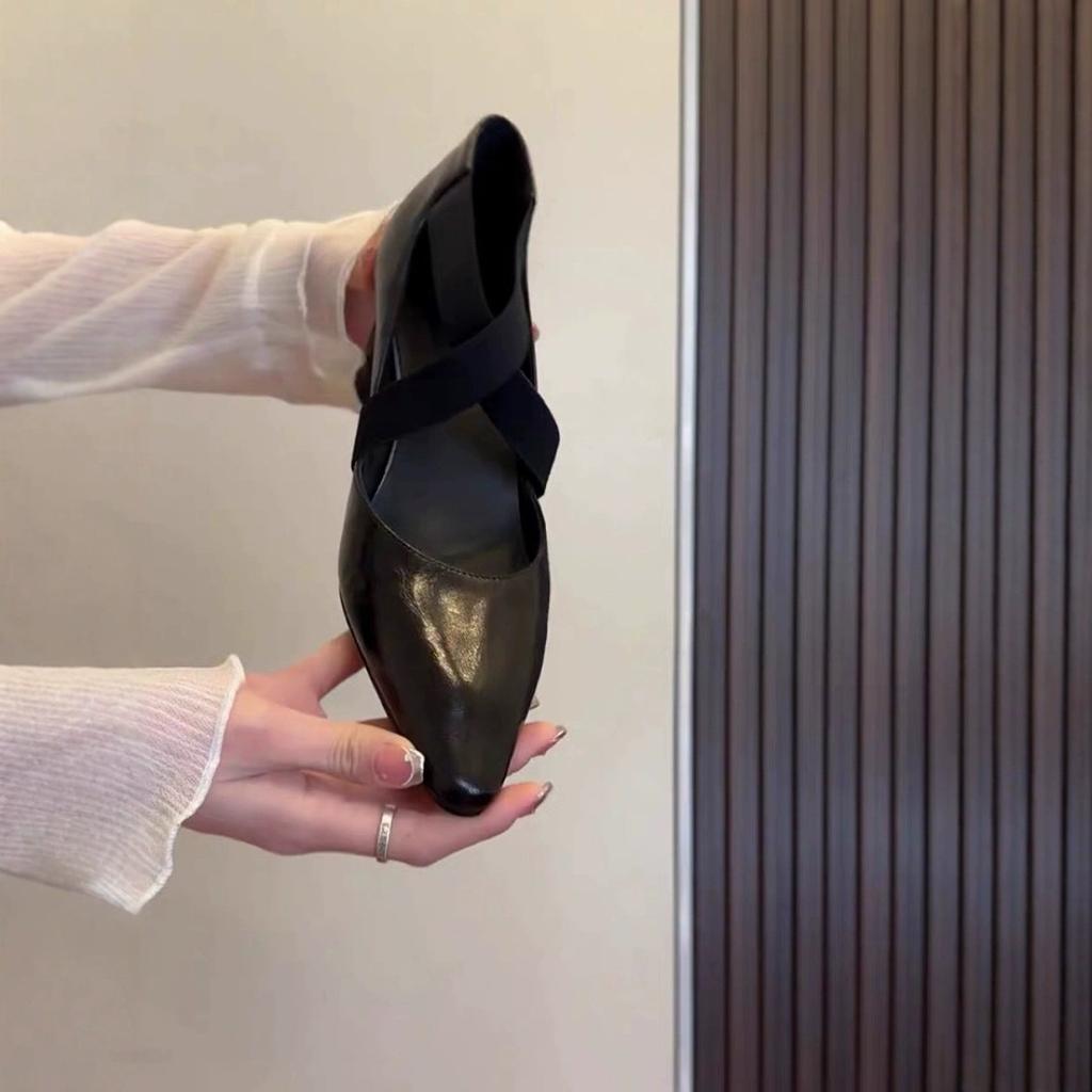 Sheepskin~ French single shoes for women 2025 spring and autumn beautiful high heels temperament not tired feet leather thick heel Mary Jane shoes