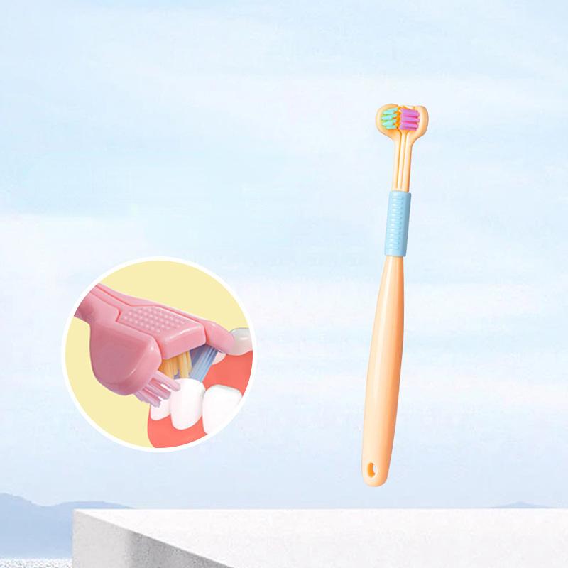 Baby Oral Health Care Kinder 360 ° Saubere Zähne Zähne Saubere Bürste Drei Seiten Candy Farbe Weiche Zahnbürste Kinder Zahnpflege 3-12Y